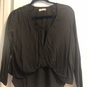 Criss Cross Dark Gray Top